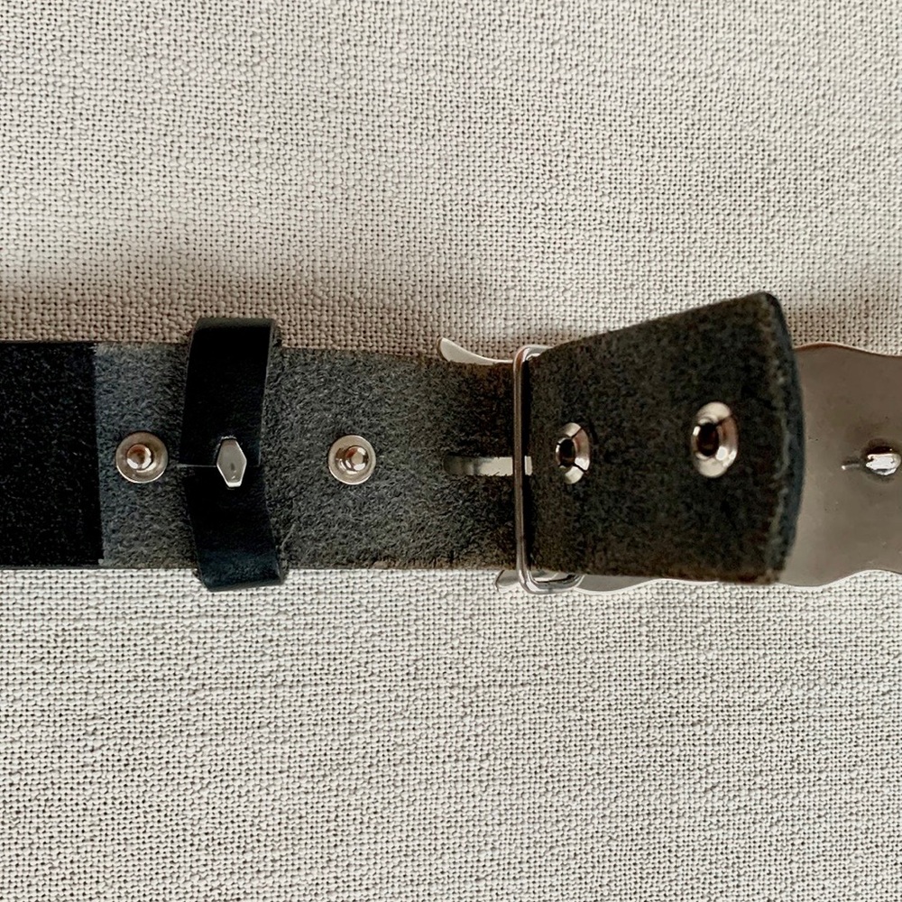 HARLEY-DAVIDSON Flame Tooled Black Leather Belt & Belt Buckle Size 36 - Picture 11 of 16